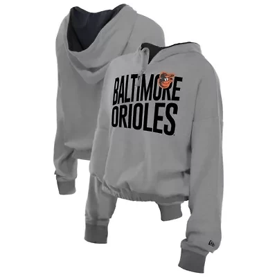 MLB Baltimore Orioles Reversed Out French Terry Quarter-Zip Banded Crop Hoodie