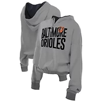 MLB Baltimore Orioles Reversed Out French Terry Quarter-Zip Banded Crop Hoodie