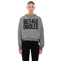 MLB Baltimore Orioles Reversed Out French Terry Quarter-Zip Banded Crop Hoodie