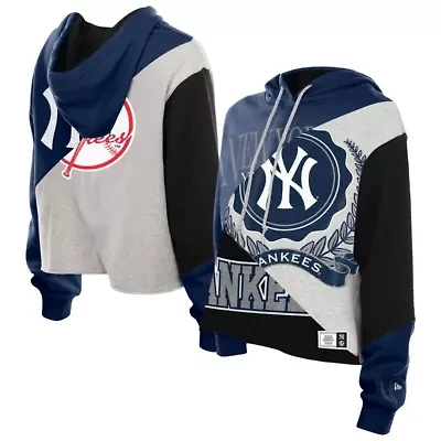 MLB New York Yankees Upcycled Color Block Cropped Boxy Hoodie