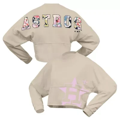 MLB Fanatics Houston Astros Floral Preppy Cropped Long Sleeve T-Shirt