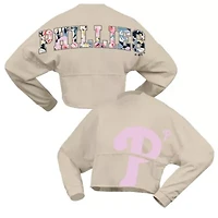 MLB Fanatics Philadelphia Phillies Floral Preppy Cropped Long Sleeve T-Shirt