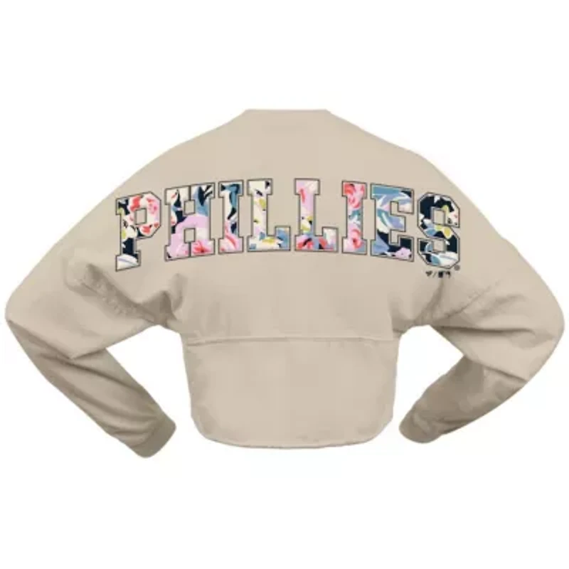 MLB Fanatics Philadelphia Phillies Floral Preppy Cropped Long Sleeve T-Shirt
