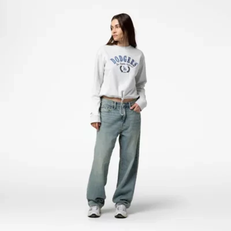 MLB Los Angeles Dodgers Cropped Toggle Pullover Sweatshirt