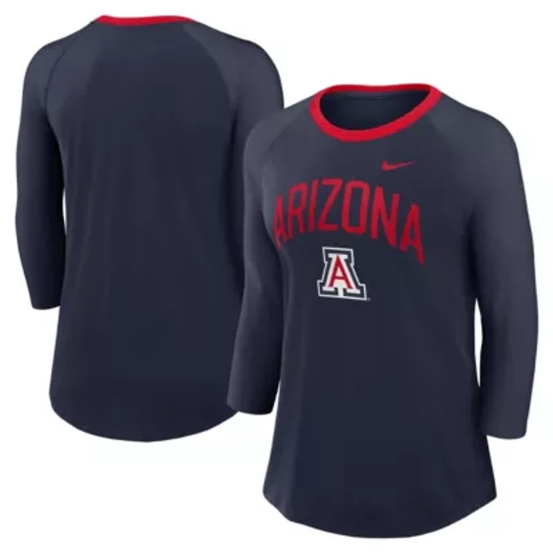 NCAA Nike Arizona Wildcats 3/4-Sleeve Raglan Tri-Blend Top
