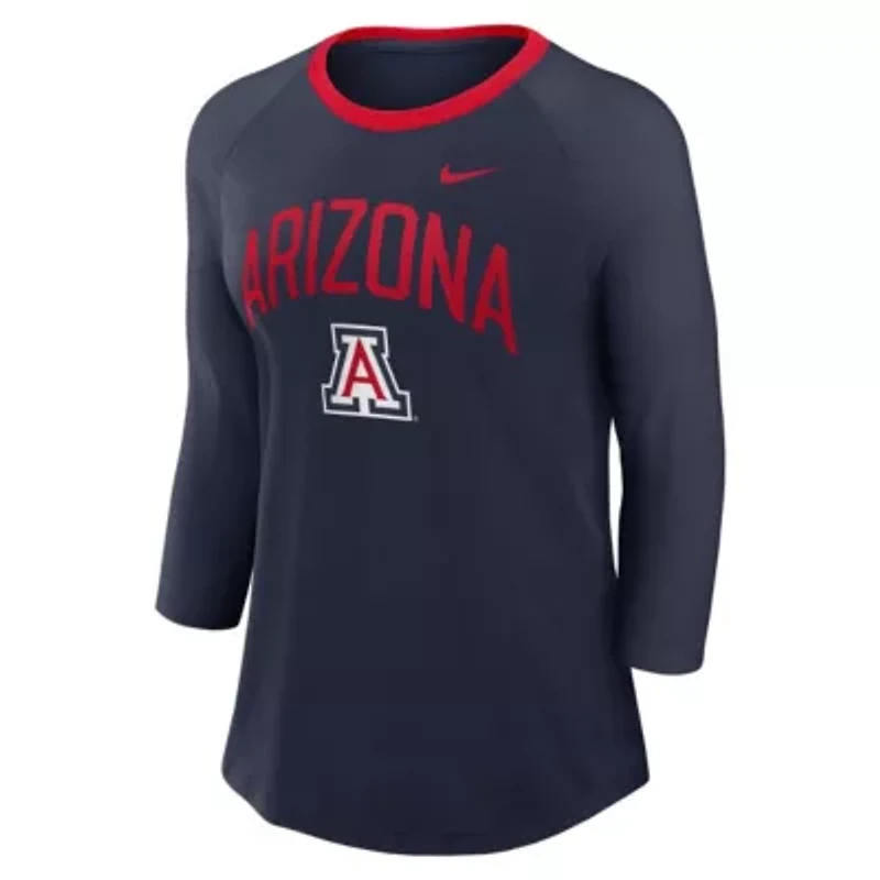 NCAA Nike Arizona Wildcats 3/4-Sleeve Raglan Tri-Blend Top