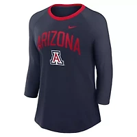 NCAA Nike Arizona Wildcats 3/4-Sleeve Raglan Tri-Blend Top