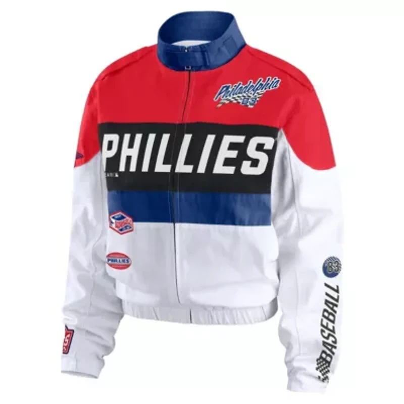 MLB Red/White Philadelphia Phillies Racing Full-Zip Jacket