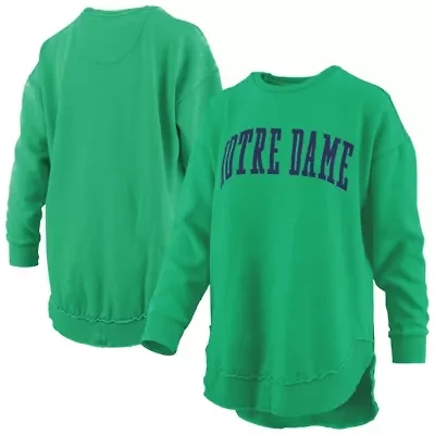 NCAA Notre Dame Fighting Irish Melange Poncho Vintage Fleece Long Sleeve Pullover Sweatshirt