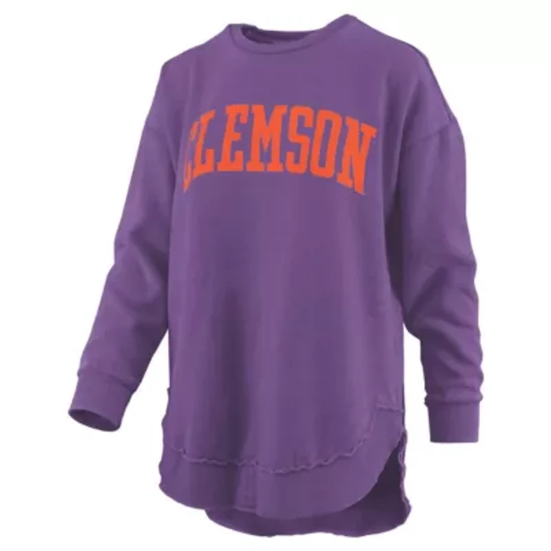 NCAA Clemson Tigers Melange Poncho Vintage Fleece Long Sleeve Pullover Sweatshirt