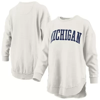 NCAA Michigan Wolverines Melange Poncho Vintage Fleece Long Sleeve Pullover Sweatshirt