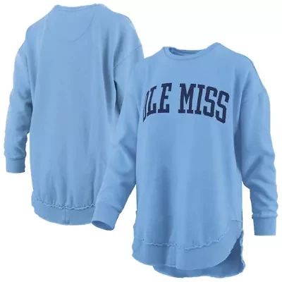 NCAA Powder Ole Miss Rebels Melange Poncho Vintage Fleece Long Sleeve Pullover Sweatshirt