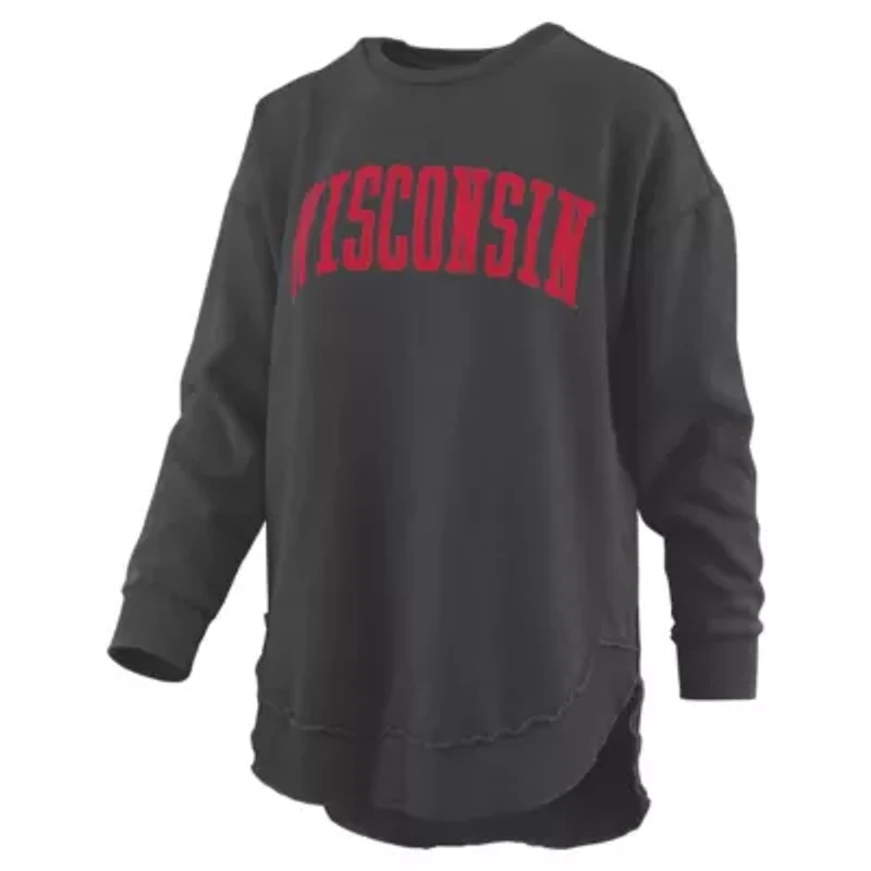 NCAA Wisconsin Badgers Melange Poncho Vintage Fleece Long Sleeve Pullover Sweatshirt
