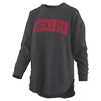 NCAA Wisconsin Badgers Melange Poncho Vintage Fleece Long Sleeve Pullover Sweatshirt