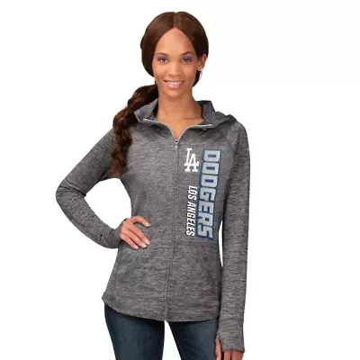 MLB Los Angeles Dodgers Defender Space Dye Raglan Full-Zip Hoodie