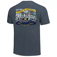 NCAA Michigan Wolverines Campus Scene Drawing Script T-Shirt
