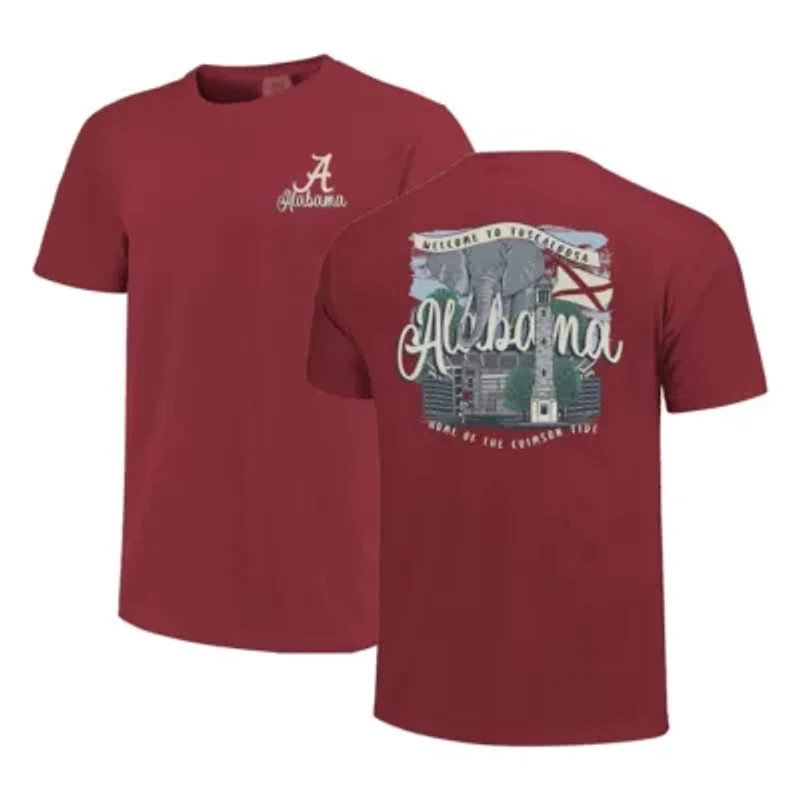 Alabama Crimson Tide NCAA Campus Scene Drawing Script T-Shirt