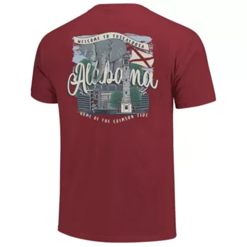 Alabama Crimson Tide NCAA Campus Scene Drawing Script T-Shirt