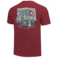 Alabama Crimson Tide NCAA Campus Scene Drawing Script T-Shirt