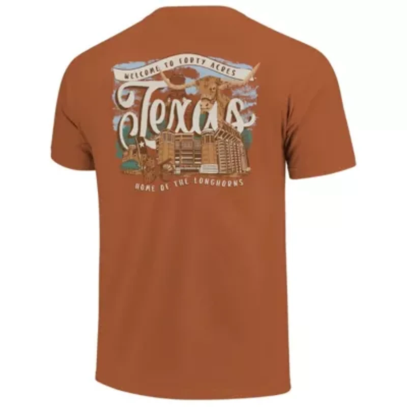 NCAA Texas Longhorns Campus Scene Drawing Script T-Shirt