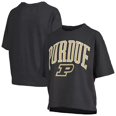 NCAA Purdue Boilermakers Nelson Arch Over Logo Waist Length Oversized Slub T-Shirt