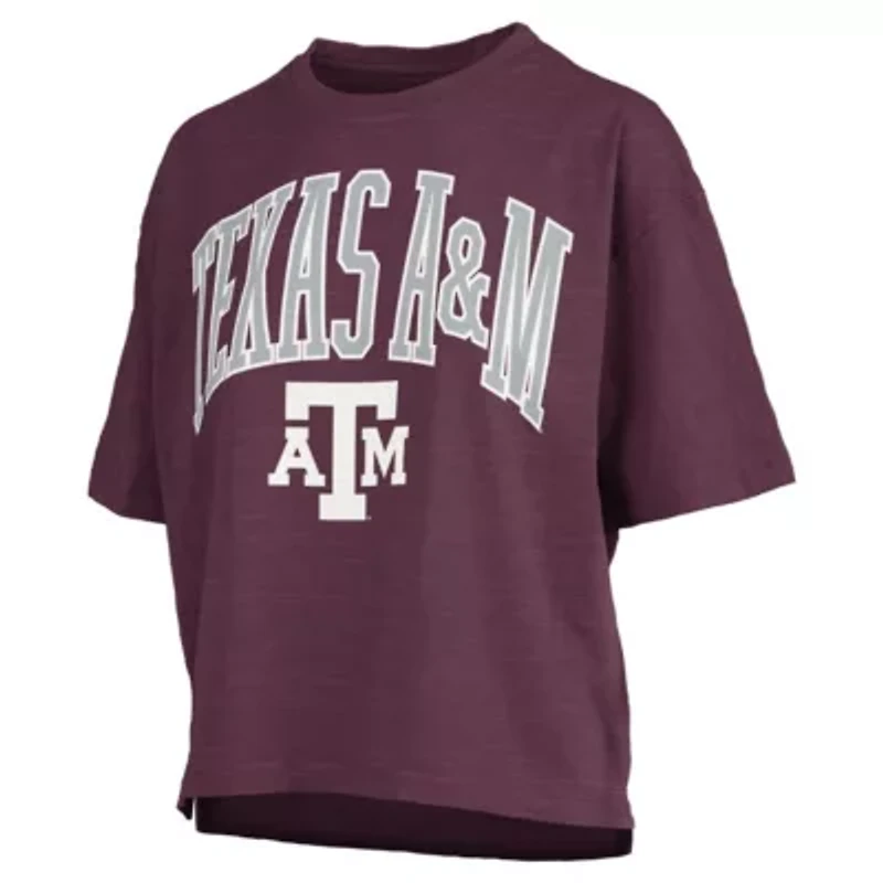 NCAA Texas A&M Aggies Nelson Arch Over Logo Waist Length Oversized Slub T-Shirt