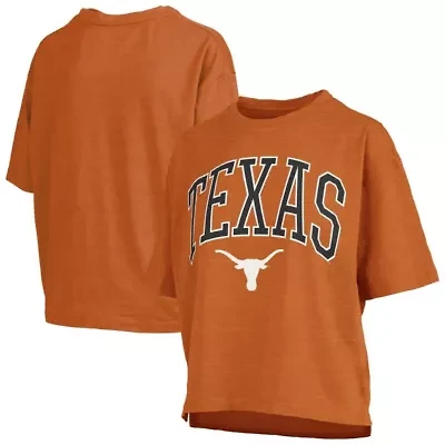 NCAA Texas Longhorns Nelson Arch Over Logo Waist Length Oversized Slub T-Shirt