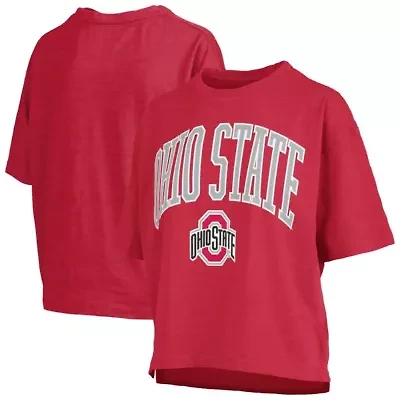 NCAA Ohio State Buckeyes Nelson Arch Over Logo Waist Length Oversized Slub T-Shirt