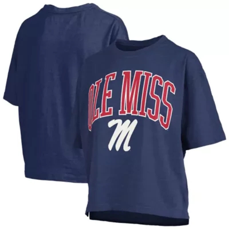 NCAA Ole Miss Rebels Nelson Arch Over Logo Waist Length Oversized Slub T-Shirt