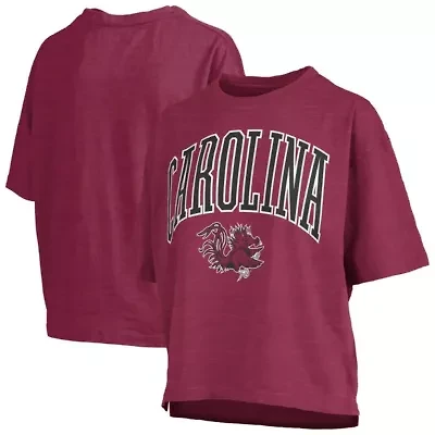 NCAA South Carolina Gamecocks Nelson Arch Over Logo Waist Length Oversized Slub T-Shirt