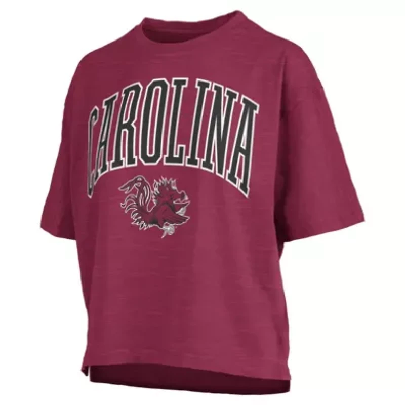 NCAA South Carolina Gamecocks Nelson Arch Over Logo Waist Length Oversized Slub T-Shirt