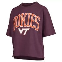 NCAA Virginia Tech Hokies Nelson Arch Over Logo Waist Length Oversized Slub T-Shirt