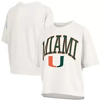 Miami (FL) Hurricanes NCAA Nelson Arch Over Logo Waist Length Oversized Slub T-Shirt