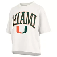 Miami (FL) Hurricanes NCAA Nelson Arch Over Logo Waist Length Oversized Slub T-Shirt