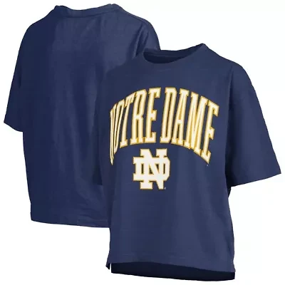NCAA Notre Dame Fighting Irish Nelson Arch Over Logo Waist Length Oversized Slub T-Shirt