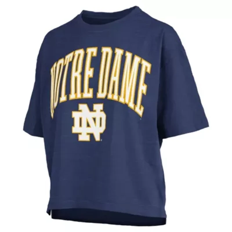 NCAA Notre Dame Fighting Irish Nelson Arch Over Logo Waist Length Oversized Slub T-Shirt