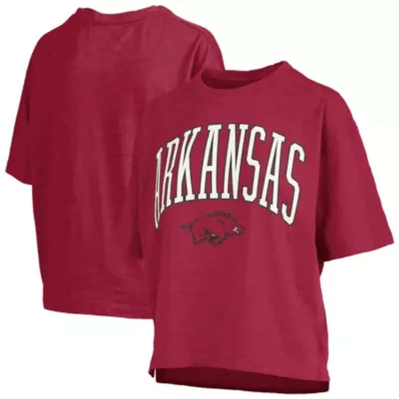 NCAA Arkansas Razorbacks Nelson Arch Over Logo Waist Length Oversized Slub T-Shirt