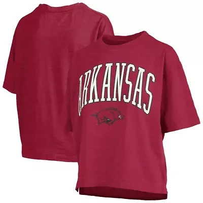 NCAA Arkansas Razorbacks Nelson Arch Over Logo Waist Length Oversized Slub T-Shirt