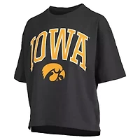 NCAA Iowa Hawkeyes Nelson Arch Over Logo Waist Length Oversized Slub T-Shirt