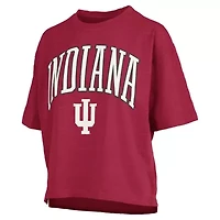 NCAA Indiana Hoosiers Nelson Arch Over Logo Waist Length Oversized Slub T-Shirt