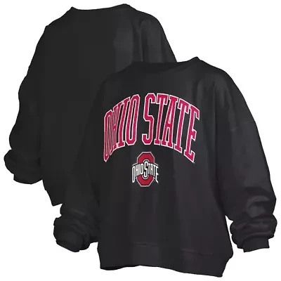 NCAA Ohio State Buckeyes Janise Arch Over Logo Waist Length Oversized Pullover Sweatshirt
