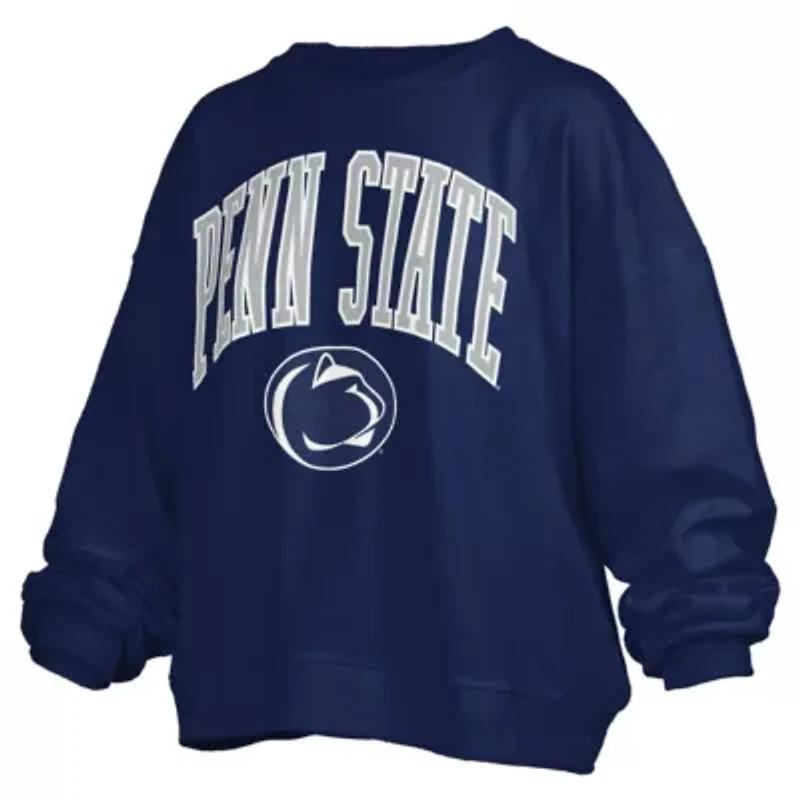 NCAA Penn State Nittany Lions Janise Arch Over Logo Waist Length Oversized Pullover Sweatshirt