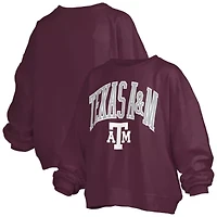 NCAA Texas A&M Aggies Janise Arch Over Logo Waist Length Oversized Pullover Sweatshirt