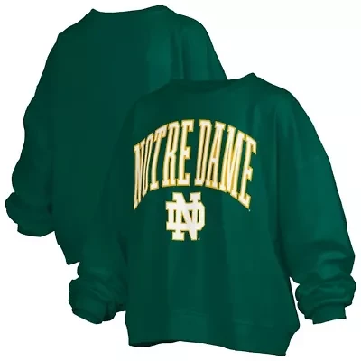 NCAA Notre Dame Fighting Irish Janise Arch Over Logo Waist Length Oversized Pullover Sweatshirt