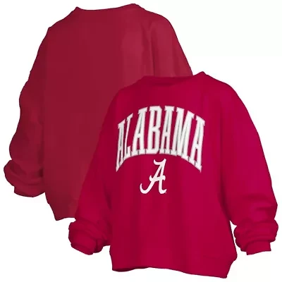 Alabama Crimson Tide NCAA Janise Arch Over Logo Waist Length Oversized Pullover Sweatshirt