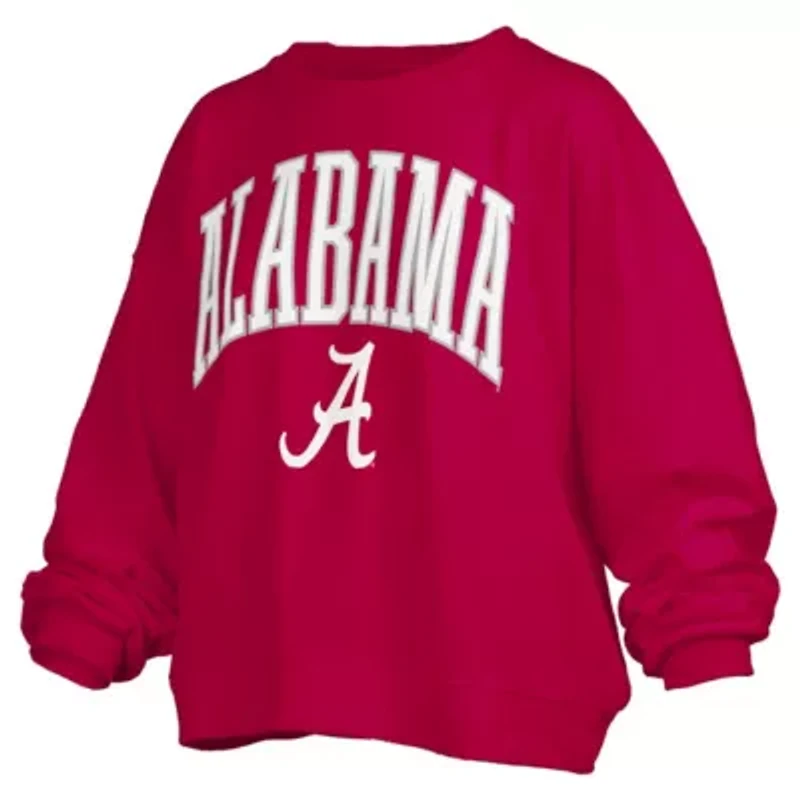 Alabama Crimson Tide NCAA Janise Arch Over Logo Waist Length Oversized Pullover Sweatshirt