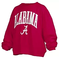 Alabama Crimson Tide NCAA Janise Arch Over Logo Waist Length Oversized Pullover Sweatshirt