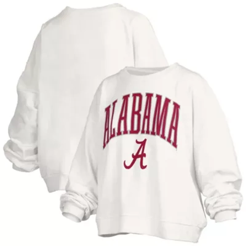 Alabama Crimson Tide NCAA Janise Arch Over Logo Waist Length Oversized Pullover Sweatshirt