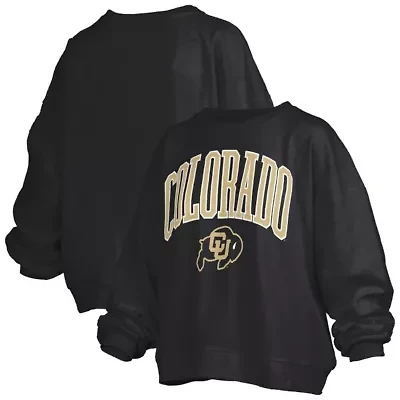NCAA Colorado Buffaloes Janise Arch Over Logo Waist Length Oversized Pullover Sweatshirt