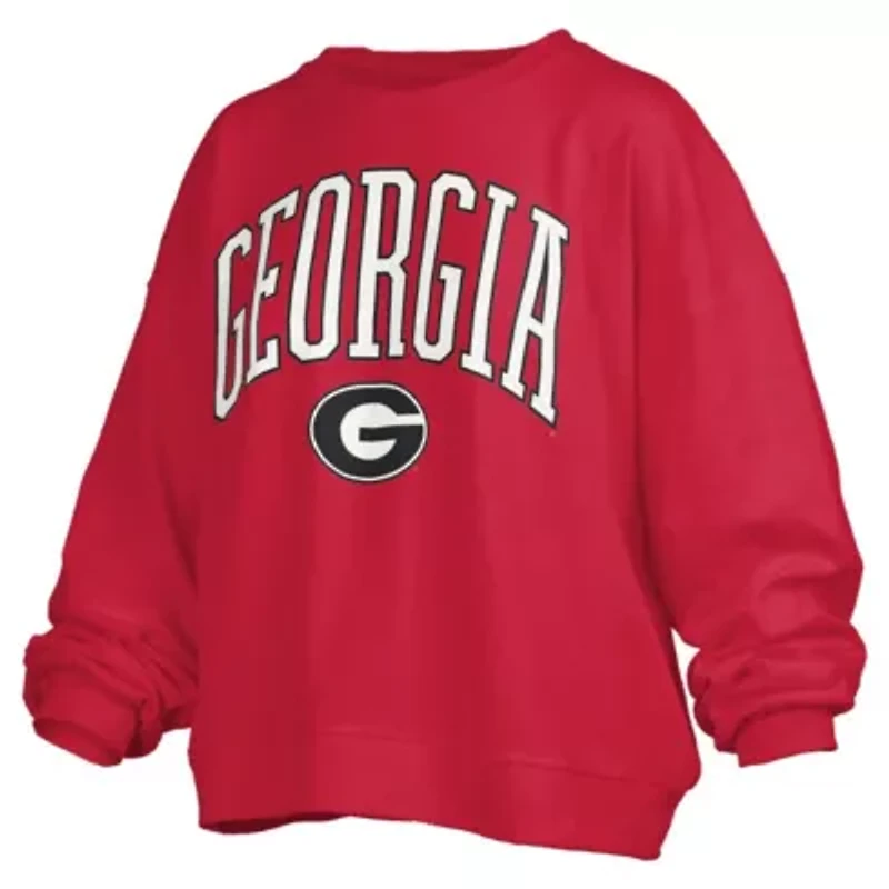 NCAA Georgia Bulldogs Janise Arch Over Logo Waist Length Oversized Pullover Sweatshirt